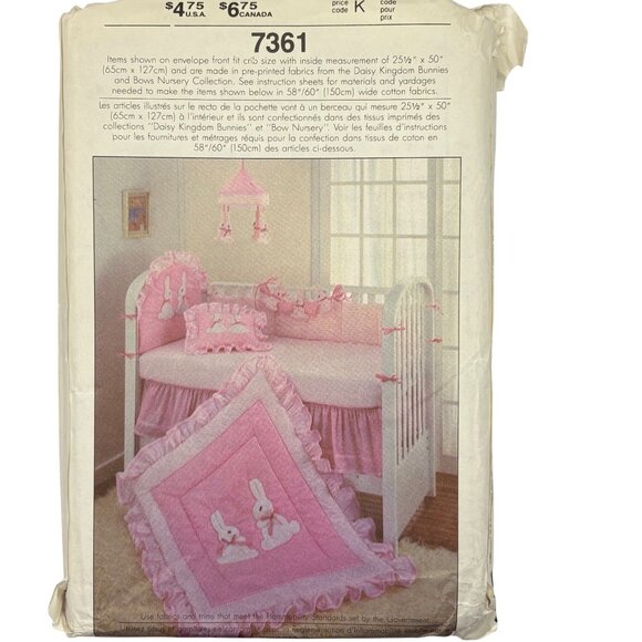 Simplicity Daisy Kingdom Sewing Pattern Nursery Set New Uncut 7361 - Picture 2 of 3